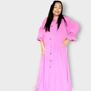 WOMENS LARGE PINK BUTTON DOWN  DRESS